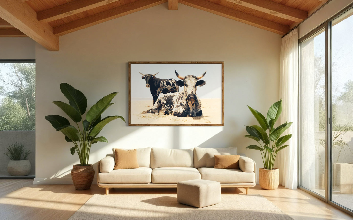 African Nguni Bulls in the Desert