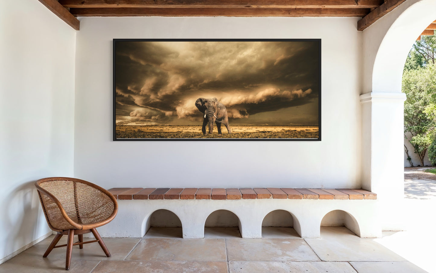 African Elephant under Dark African Sky